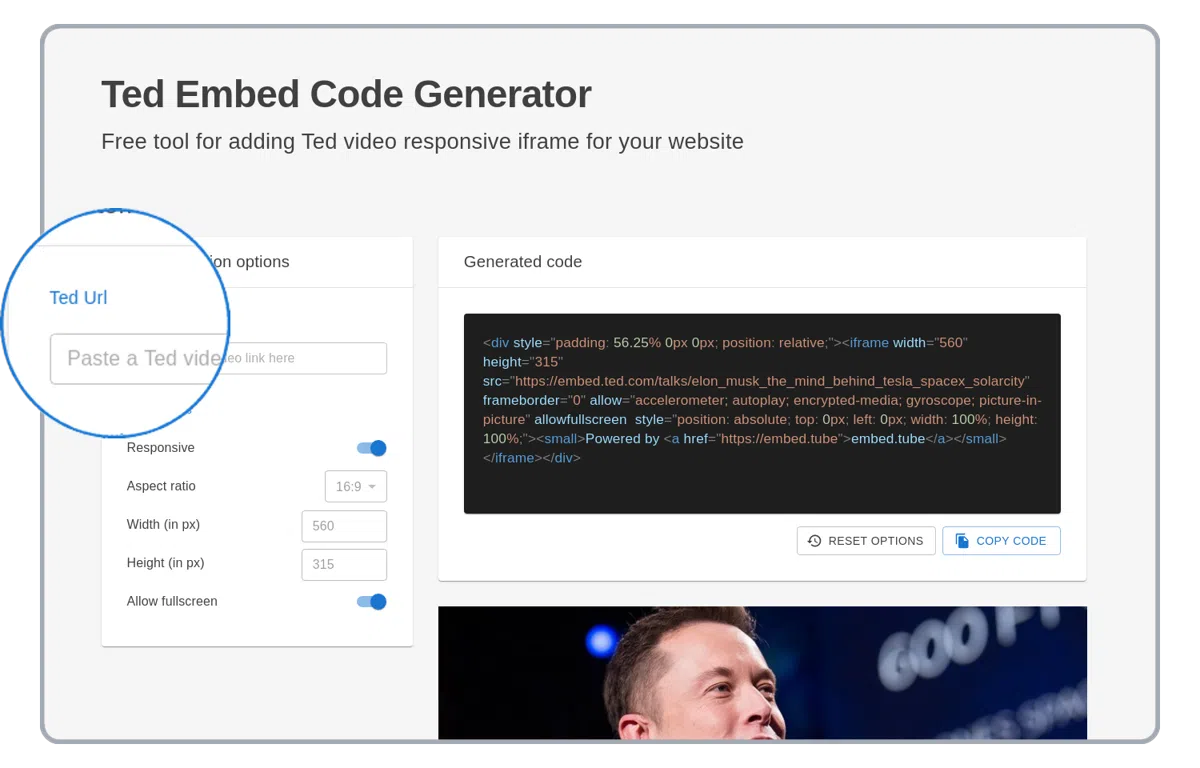 URL įvesties lauko ekrano kopija